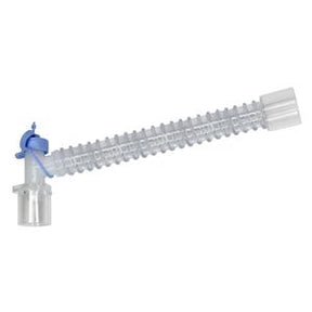 Flexible medical respiratory tube with connectors and blue valve for home ventilation care