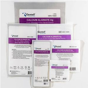 Gentell calcium alginate silver wound dressings in various package sizes
