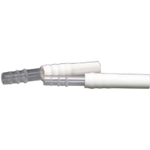 Clear plastic medical tubing connectors against white background