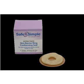 Skin barrier ring conforming seal for ostomy supplies, with product box and ring visible.