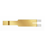 Gold metal test strip for medical device, isolated on white background, diagnostic supply