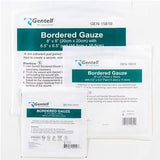 Gentell bordered gauze pads medical wound dressings in assorted sizes on white background