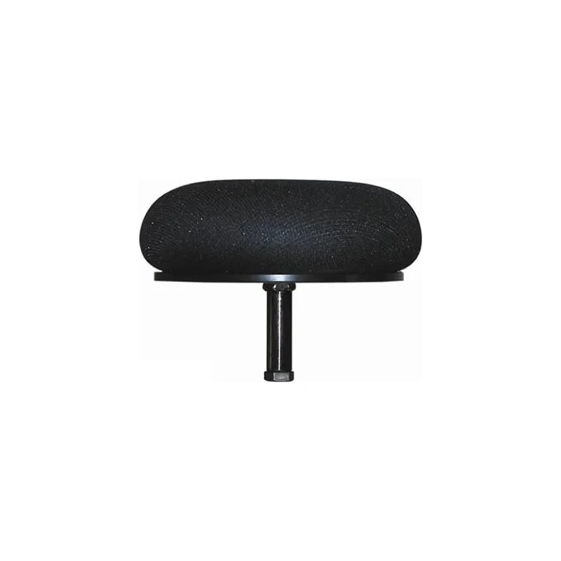 Black wheelchair headrest cushion with mounting post, medical mobility accessory