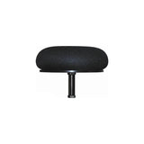 Black wheelchair headrest cushion with mounting post, medical mobility accessory