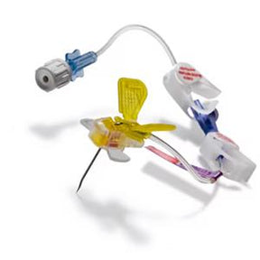 Butterfly needle set with safety wings and connector for home medical use
