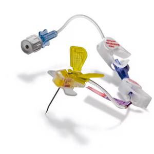 Butterfly needle set with safety wings and connector for home medical use