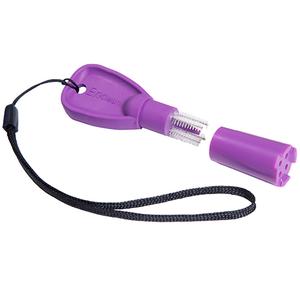 Purple pen needle remover with cap and safety strap for insulin syringes