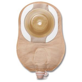 Beige ostomy bag with adhesive barrier and drainable pouch for home medical use