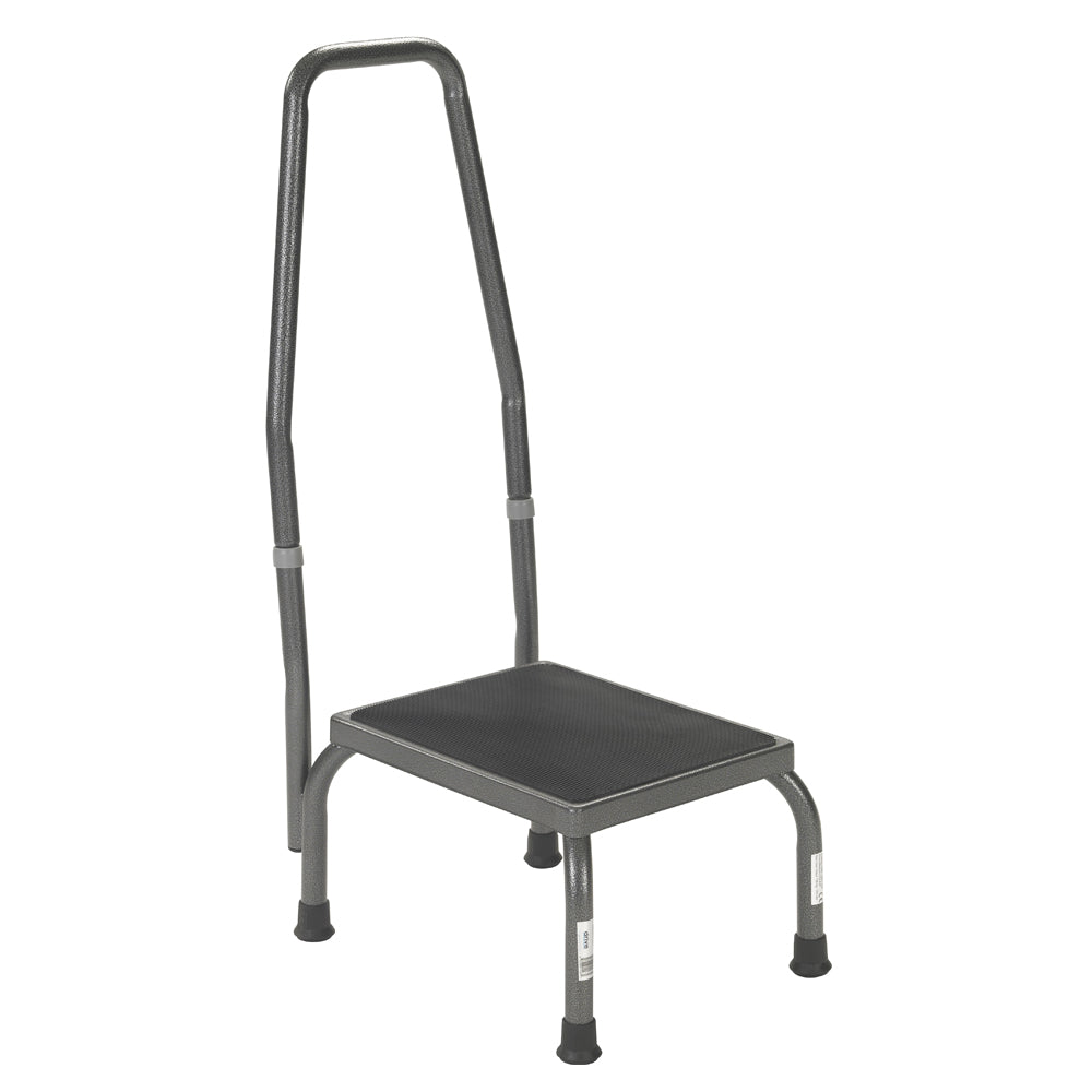 Footstool With Handle Rail, Silver