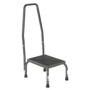 Medical step stool with safety handrail, non-slip platform, and sturdy legs for support