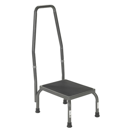 Medical step stool with safety handrail, non-slip platform, and sturdy legs for support
