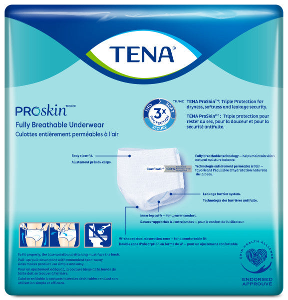 TENA ProSkin Extra Protective Incontinence Pull-Up Underwear, Moderate Absorbency, Unisex, 25" - 35"