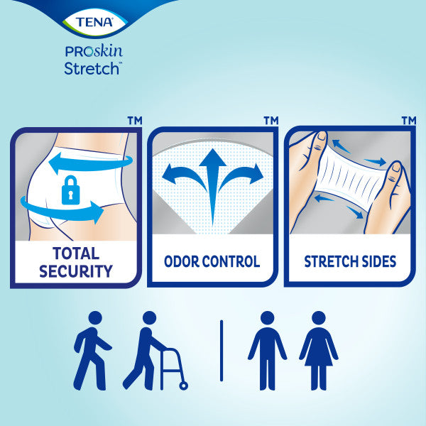 TENA ProSkin Stretch Ultra Incontinence Brief, Heavy Absorbency, Unisex, 2X-Large, 64" - 70"