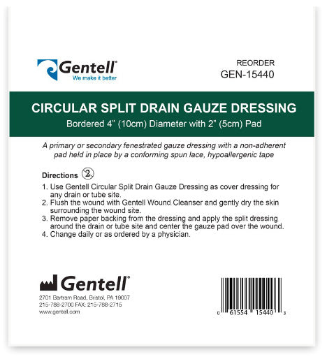 Gentell Circular Split Drain Gauze, 4"