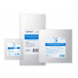 Hydrogel saturated gauze wound dressings in various sizes with blue and white labels.