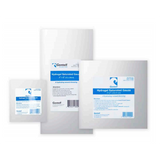 Hydrogel saturated gauze wound dressings in various sizes with blue and white labels.