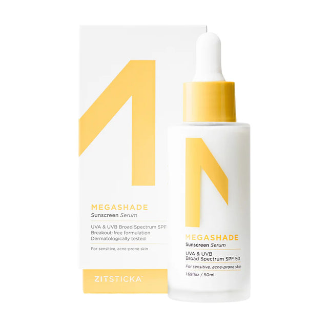 ZitSticka Megashade SPF 50 sunscreen serum with dropper for sensitive, acne-prone skin