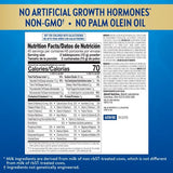 Powder nutrition facts label showing non-GMO, gluten-free, no palm olein oil, no growth hormones.