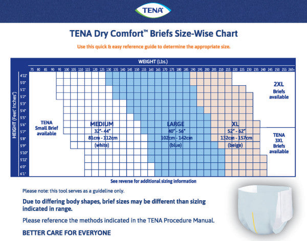 TENA Dry Comfort Incontinence Briefs, Moderate Absorbency, Unisex, X-Large, 52" - 62"