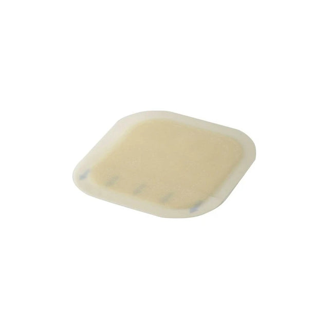 Square hydrocolloid wound dressing for medical use on a white background