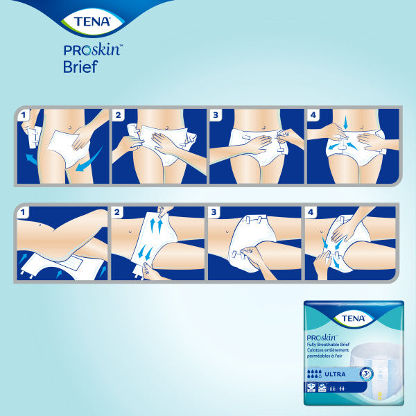 TENA ProSkin Ultra Incontinence Brief, Heavy Absorbency, Unisex, X-Large, 60" - 64"