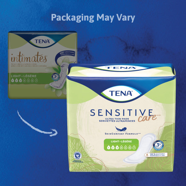 TENA Sensitive Care Ultra Thin Light Bladder Leakage Pad for Women, Light Absorbency, Regular Length, 9"