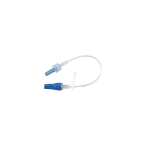 IV extension set with blue and clear connectors for medical supply use