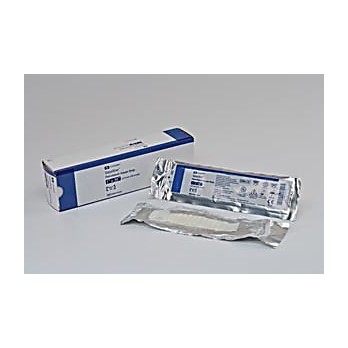 Sterile medical dressing pad with blue and white packaging for wound care