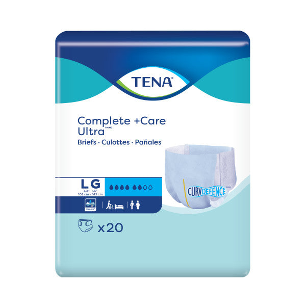 TENA Complete + Care Ultra Incontinence Brief, Moderate Absorbency, Unisex, Large, 40" - 56"