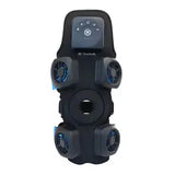 Black medical cooling vest with four blue fan units and control panel for chronic care