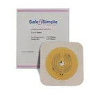 Hydrocolloid ostomy barrier with adhesive backing in front of product box