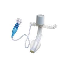 Medical tracheostomy tube with cuff and clear connector for respiratory care