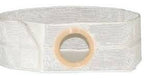 White medical ostomy belt with adjustable strap and circular opening, shown on plain background