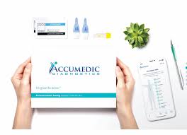 Home medical testing kit with diagnostic supplies, smartphone, and hands on white background