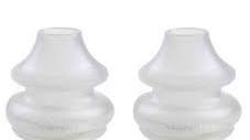 Pair of silicone CPAP nasal cushions for sleep apnea therapy on white background