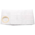 White medical ostomy bag with adhesive ring for chronic condition supply