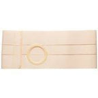 Beige medical ostomy belt with adjustable support and central stoma opening