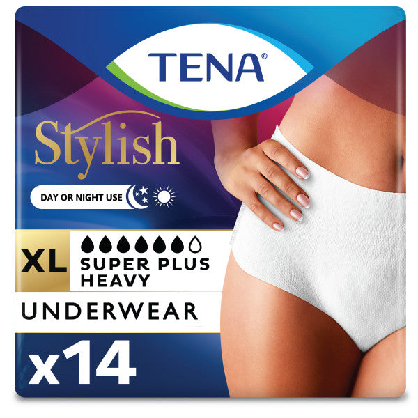 TENA Stylish Super Plus Incontinence Pull-Up Underwear for Women, Heavy Absorbency, X-Large, 48" - 64"