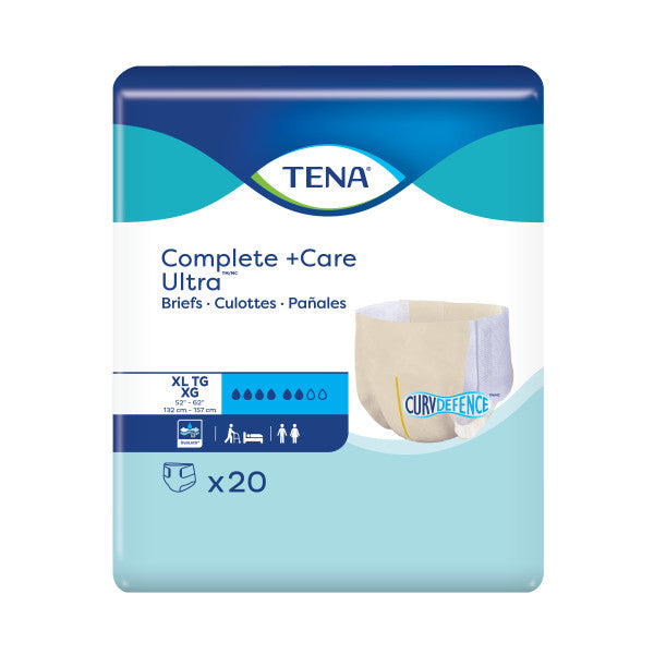 TENA Complete + Care Ultra Incontinence Brief, Moderate Absorbency, Unisex, X-Large