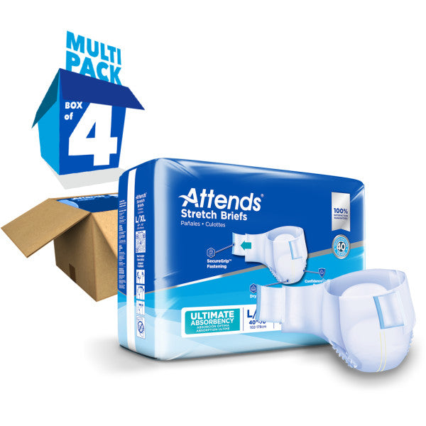 Attends Stretch Brief, Ultimate Absorbency, L/XL