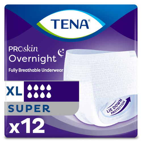 TENA ProSkin Overnight Super Protective Incontinence Pull-Up Underwear, Heavy Absorbency, Unisex, X-Large, 55