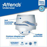 Attends Underwear, Extra Heavy Absorbency, Medium