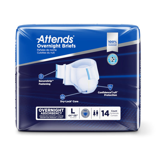 Attends Overnight Briefs, Overnight Absorbency, Large