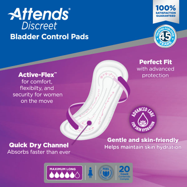 Attends Discreet Women's Maximum Long Pads