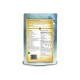 Back of medical nutrition supplement pouch showing ingredients and nutrition facts label