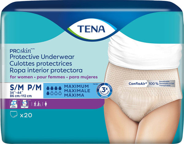Tena Proskin Protective Underwear For Women S/m, 34" - 44".