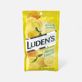 Luden's Honey Lemon throat drops 25 count bag with honeycomb and lemon graphics