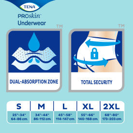 TENA ProSkin Extra Protective Incontinence Underwear, Moderate Absorbency, Unisex, 2X-Large, 68"- 80"