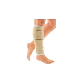 Compression leg sleeve for medical support, shown on lower leg and calf