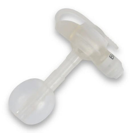 Low profile gastrostomy feeding tube with clear balloon and connection port